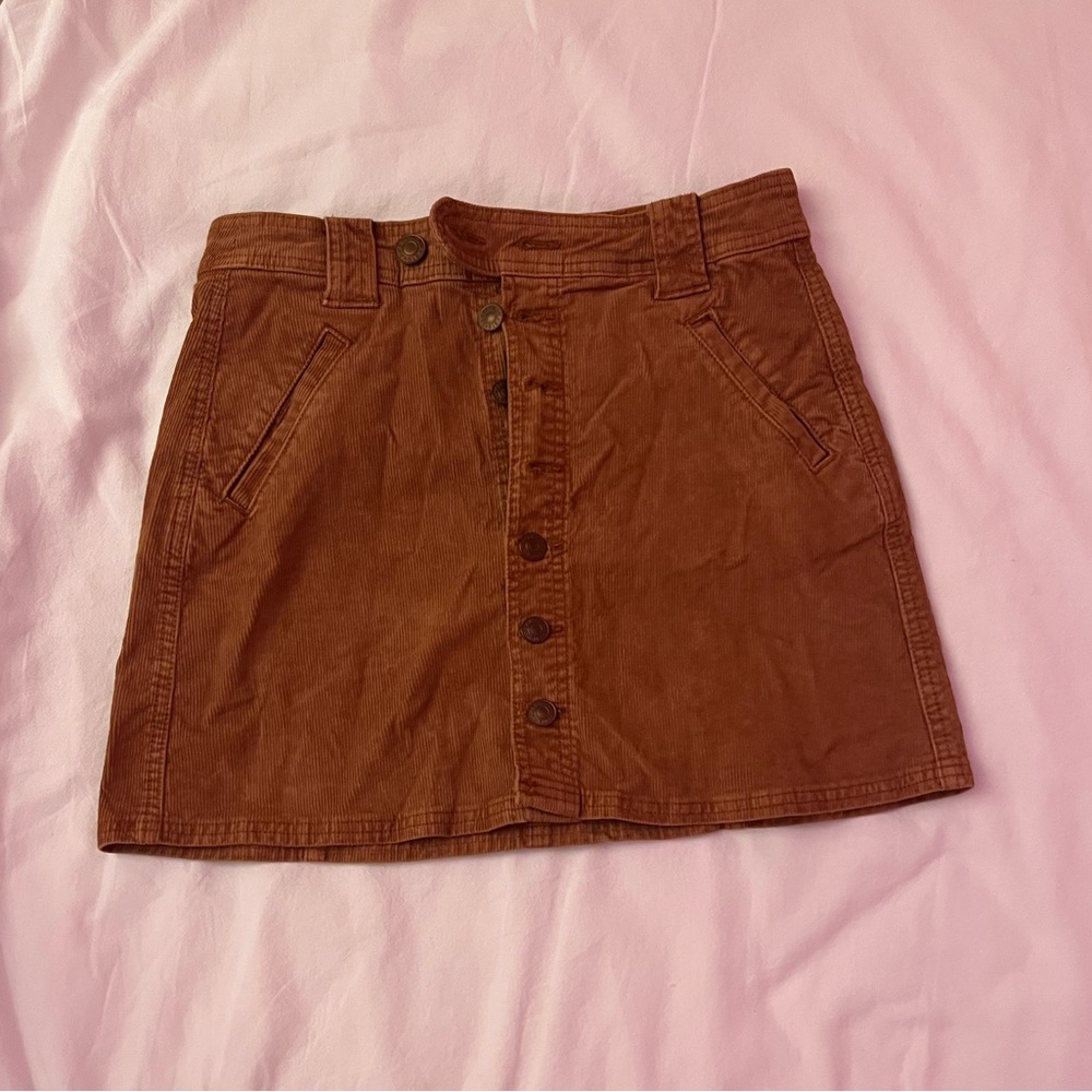 Tan Corduroy Mini-Skirt